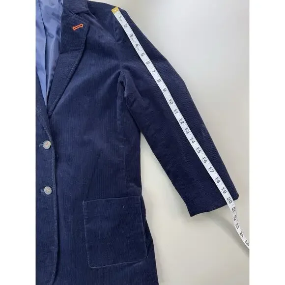 J.Mclaughlin Womens Aubrey Blazer Jacket M Navy Blue Corduroy Preppy Academia - Picture 7 of 14
